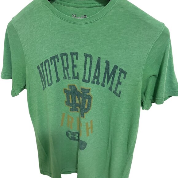 Notre Dame Fighting Irish Shirt Mens Size Large Under Armour Green - Picture 2 of 6